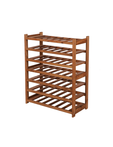 Regał drewniany na wino LSR 7 leżni na butelki Brązowy