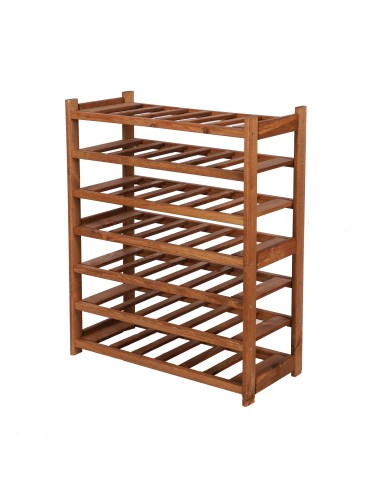 Regały - Regał drewniany na wino LSR 7 leżni na butelki Brązowy - product 6