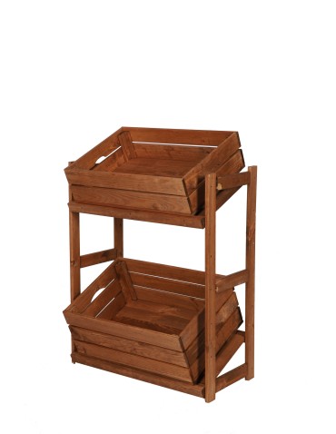 Regały - Regał drewniany na skrzynki LSR 2 półki na skrzynie Brązowy - product 6