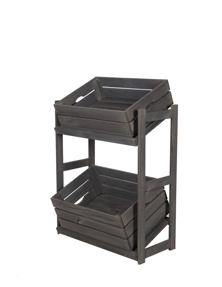 Regały - Regał drewniany na skrzynki LSR 2 półki na skrzynie Szary - product b2b.wamar.biz 5