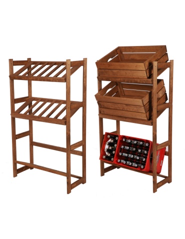 Regał drewniany na skrzynki LSR 3 półki na skrzynie Brązowy