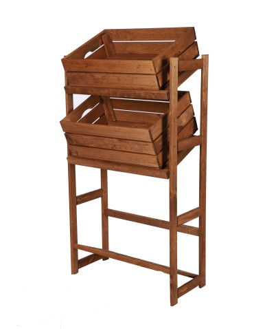 Regały - Regał drewniany na skrzynki LSR 3 półki na skrzynie Brązowy - product 4