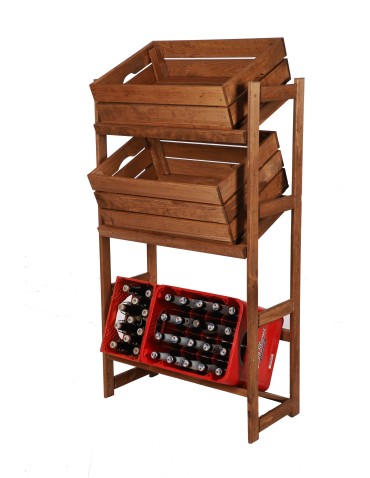 Regały - Regał drewniany na skrzynki LSR 3 półki na skrzynie Brązowy - product 5