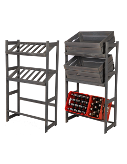 Regał drewniany na skrzynki LSR 3 półki na skrzynie Szary