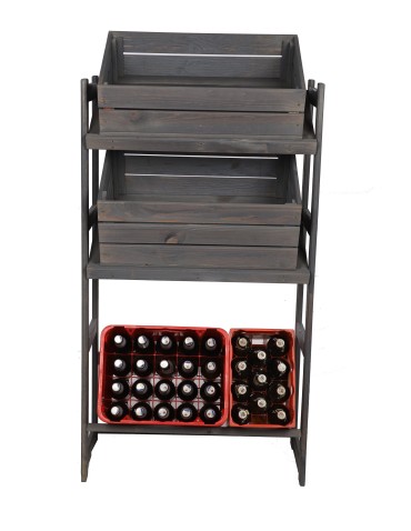 Regały - Regał drewniany na skrzynki LSR 3 półki na skrzynie Szary - product 5