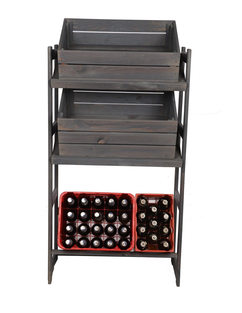 Regały - Regał drewniany na skrzynki LSR 3 półki na skrzynie Szary - product b2b.wamar.biz 5