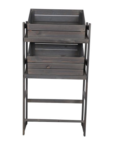 Regały - Regał drewniany na skrzynki LSR 3 półki na skrzynie Szary - product 6