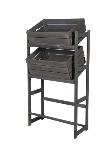 Regały - Regał drewniany na skrzynki LSR 3 półki na skrzynie Szary - product 7