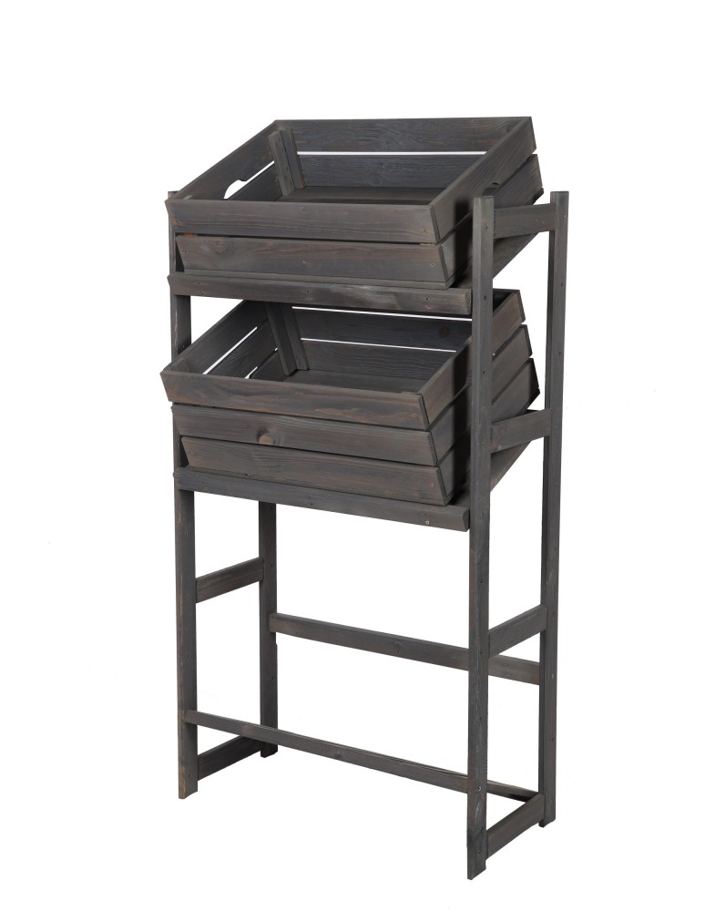 Regały - Regał drewniany na skrzynki LSR 3 półki na skrzynie Szary - product b2b.wamar.biz 7