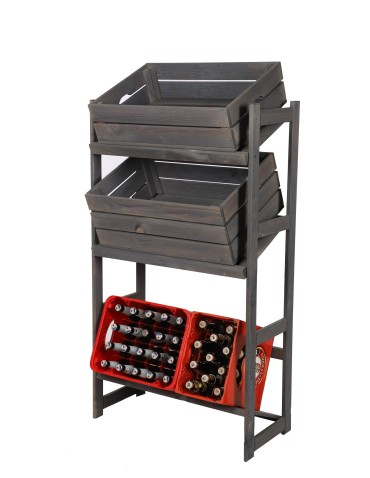 Regały - Regał drewniany na skrzynki LSR 3 półki na skrzynie Szary - product 8