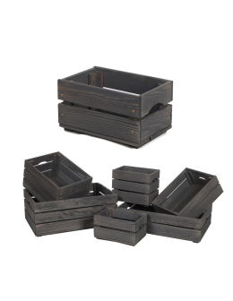 Drewniana Skrzyneczka 16,5x30x20 cm  SD - Szara