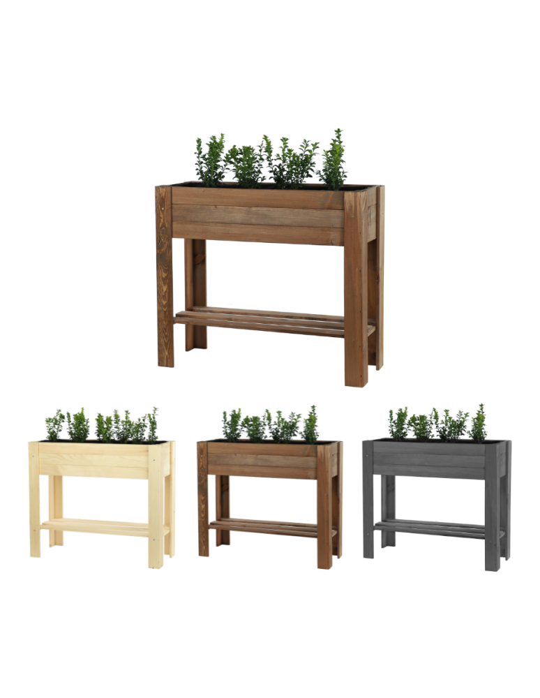 Uprawowe skrzynie ogrodowe- Warzywniaki- skrzynia do uprawy - Drewniany ziołownik z półką ZE1 / 70X80X34 cm / Brązowy - product b2b.wamar.biz 1