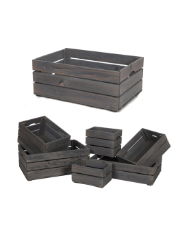 Drewniana Skrzynia 24x60x40 cm  SD - Szara