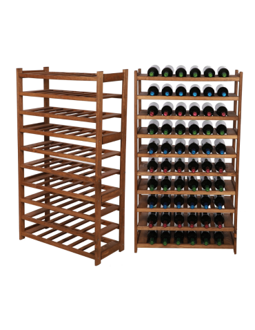 Regał drewniany na wino LSR 10 leżni na butelki Brązowy