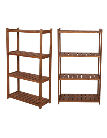 Regał drewniany do spiżarni LSR 4 półki proste Brązowy