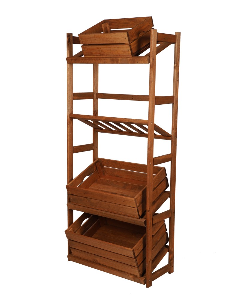 Regały - Regał drewniany na skrzynki LSR 4 półki na skrzynie Brązowy - product b2b.wamar.biz 4