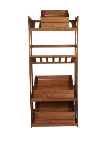 Regały - Regał drewniany na skrzynki LSR 4 półki na skrzynie Brązowy - product 5