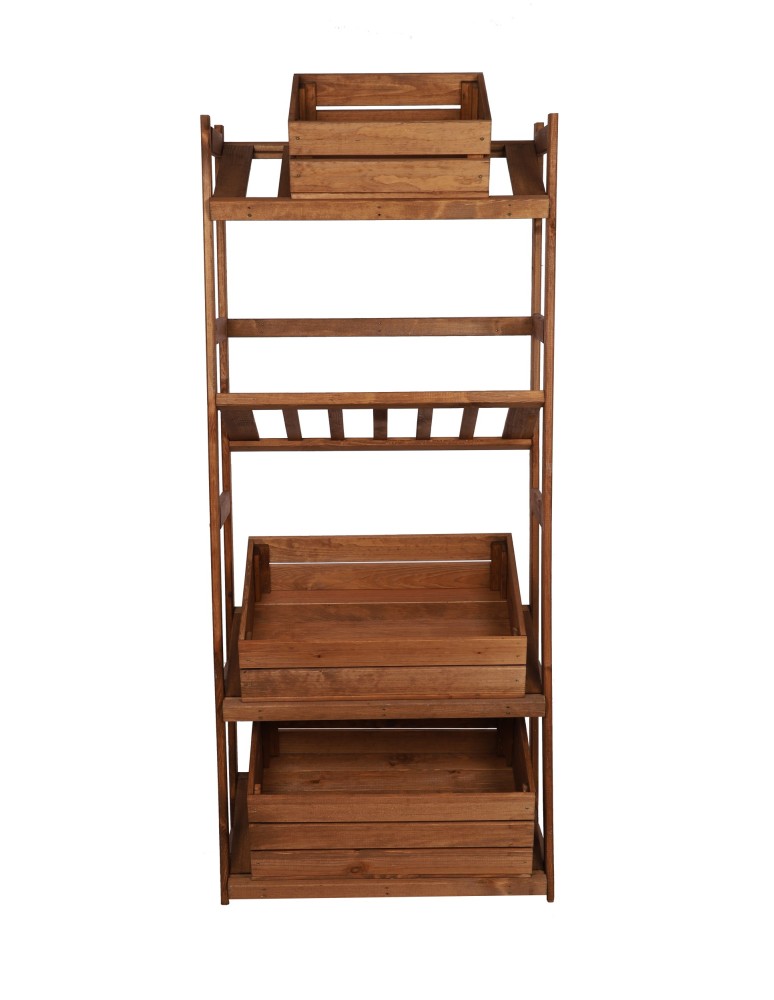 Regały - Regał drewniany na skrzynki LSR 4 półki na skrzynie Brązowy - product b2b.wamar.biz 5