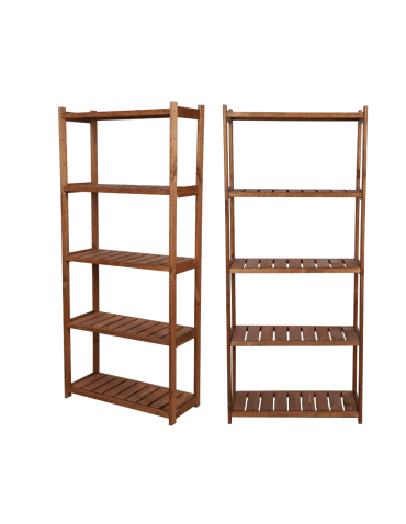 Regał drewniany do spiżarni LSR 5 półek prostych Brązowy
