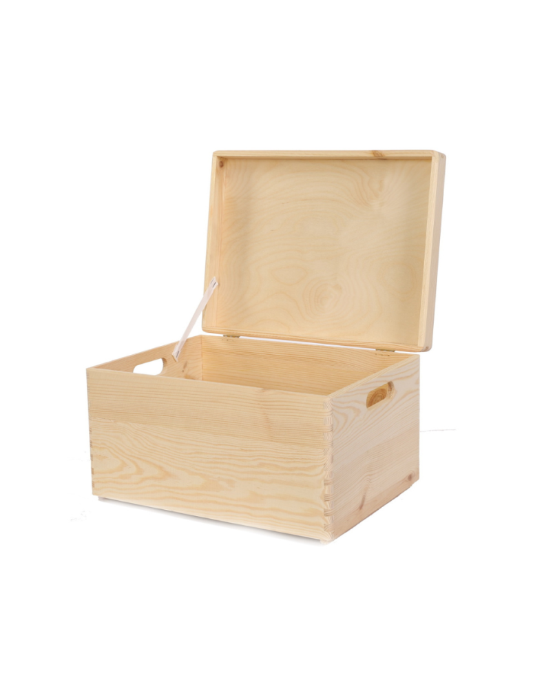 Skrzynie i skrzynki drewniane - Drewniana Skrzynka z wiekiem S-03 / 23x40x30 cm - Naturalna - product b2b.wamar.biz 1