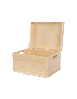 Drewniana Skrzynka z wiekiem S-03 / 23x40x30 cm - Naturalna