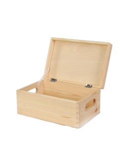 Drewniana Skrzynka z wiekiem S-06 / 13,5x30x20 cm - Naturalna