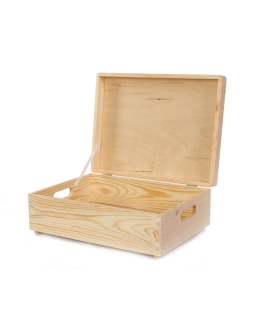 Drewniana Skrzynka z wiekiem S-08 / 13,5x40x30 cm - Naturalna