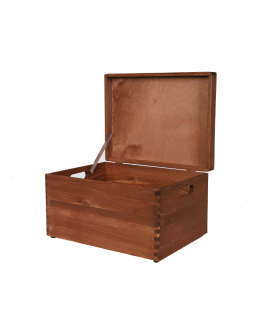 Drewniana Skrzynka z wiekiem S-03 / 23x40x30 cm - Brązowa