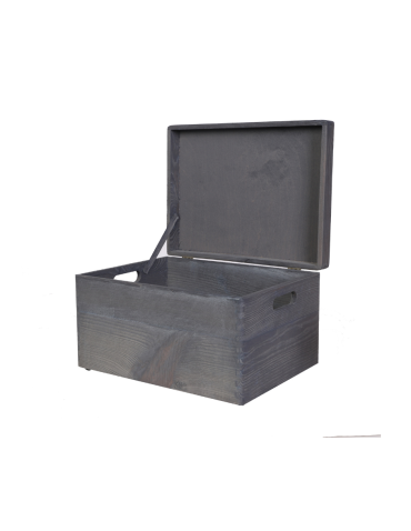 Drewniana Skrzynka z wiekiem S-03 / 23x40x30 cm - Szary