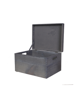 Drewniana Skrzynka z wiekiem S-03 / 23x40x30 cm - Szary