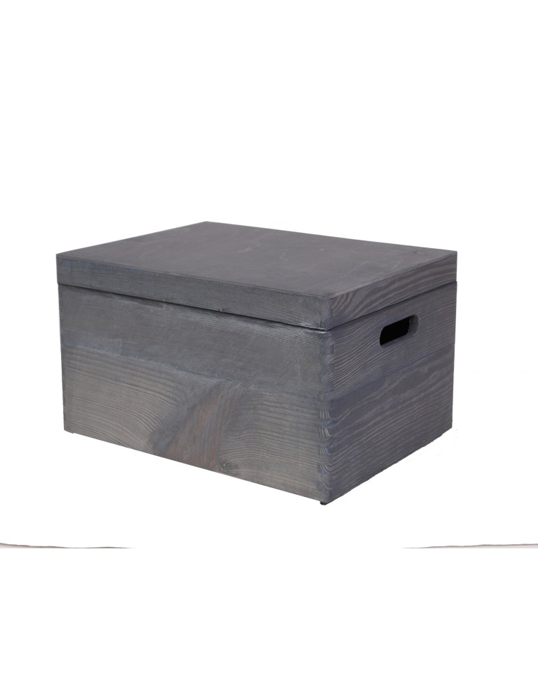 Skrzynie i skrzynki drewniane - Drewniana Skrzynka z wiekiem S-03 / 23x40x30 cm - Szary - product b2b.wamar.biz 4
