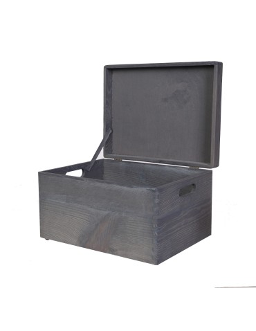 Skrzynie i skrzynki drewniane - Drewniana Skrzynka z wiekiem S-03 / 23x40x30 cm - Szary - product 5