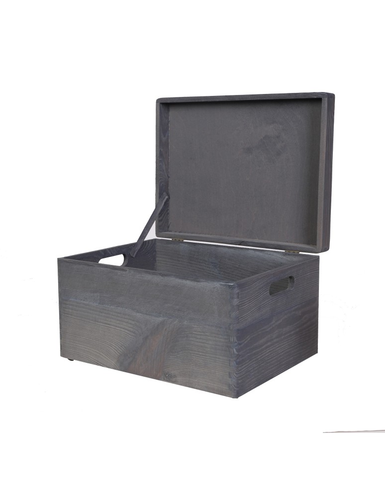Skrzynie i skrzynki drewniane - Drewniana Skrzynka z wiekiem S-03 / 23x40x30 cm - Szary - product b2b.wamar.biz 5