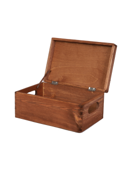 Drewniana Skrzynka z wiekiem S-06 / 13,5x30x20 cm - Brązowa