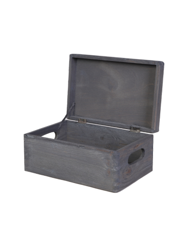 Drewniana Skrzynka z wiekiem S-06 / 13,5x30x20 cm - Szara