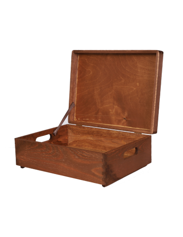 Drewniana Skrzynka z wiekiem S-08 / 13,5x40x30 cm - Brązowa