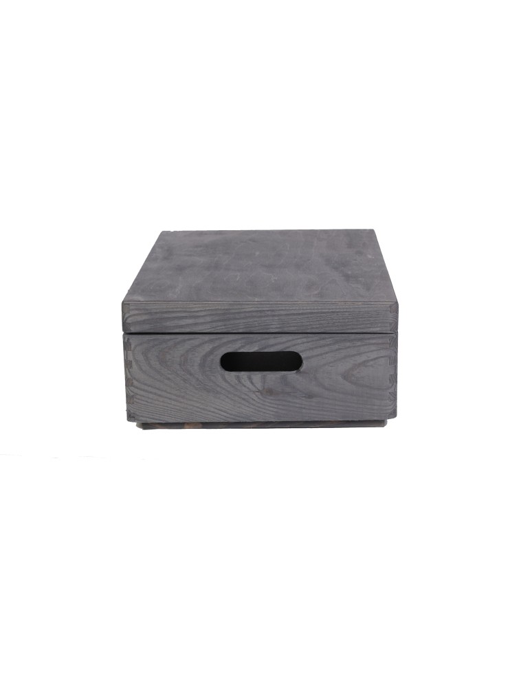 Skrzynie i skrzynki drewniane - Drewniana Skrzynka z wiekiem S-08 / 13,5x40x30 cm - Szara - produkt b2b.wamar.biz 2