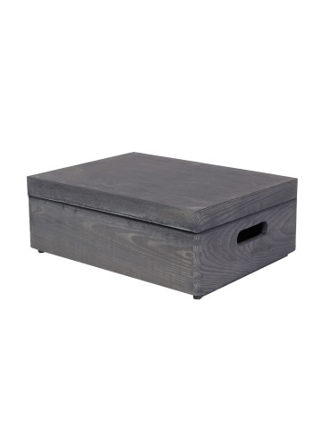 Skrzynie i skrzynki drewniane - Drewniana Skrzynka z wiekiem S-08 / 13,5x40x30 cm - Szara - produkt 4