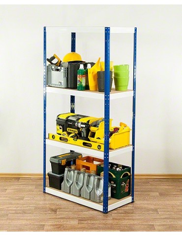 Regały - Regał Helios 180x75x50 cm 4 półki/275kg Biało-Niebieski - product 4