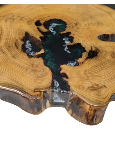 Plastry Drewna - Stół żywiczny Irregular Black Unikat 121057 - nogi 50 cm - produkt 5