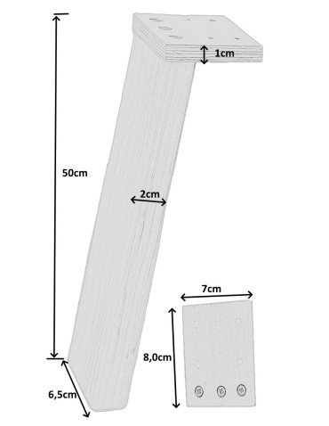 Plastry Drewna - Prostokątna drewniana noga do stołu wys. 50 cm Czarna - produkt 7