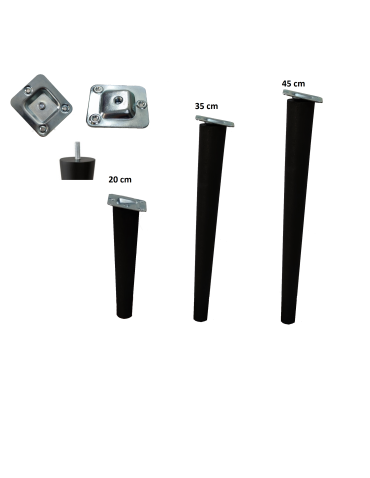 Plastry Drewna - Okrągła drewniana noga (3szt) do stołu wys. 20 cm Czarna - produkt 3