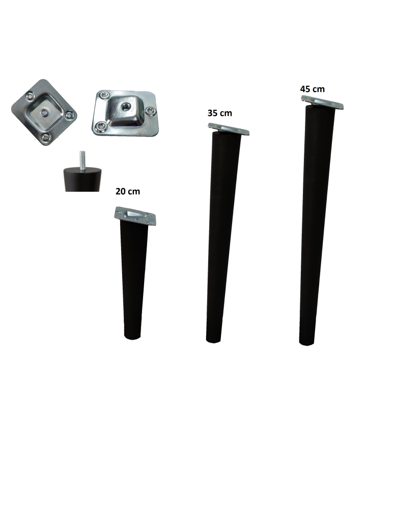 Plastry Drewna - Okrągła drewniana noga (3szt) do stołu wys. 20 cm Czarna - produkt b2b.wamar.biz 3