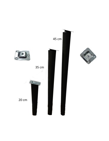 Plastry Drewna - Okrągła drewniana noga (3szt) do stołu wys. 20 cm Czarna - produkt 5