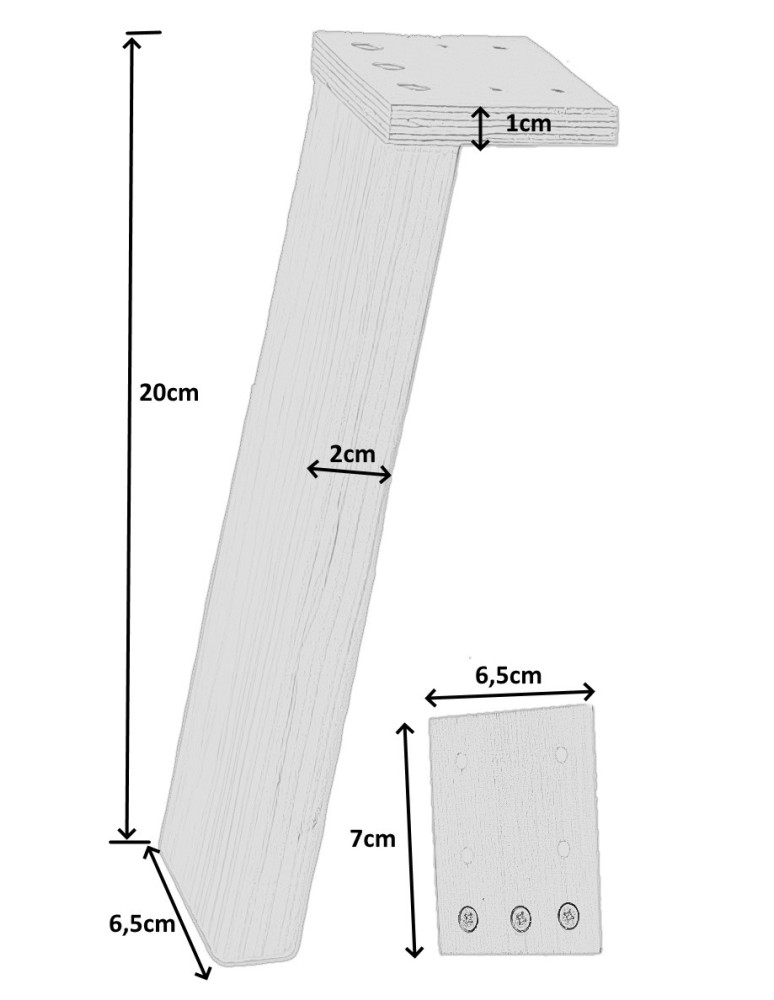 Plastry Drewna - Prostokątna drewniana noga (3szt) do stołu wys. 20 cm Naturalna - produkt b2b.wamar.biz 6