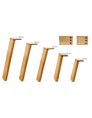 Plastry Drewna - Prostokątna drewniana noga (3szt) do stołu wys. 20 cm Naturalna - produkt 5