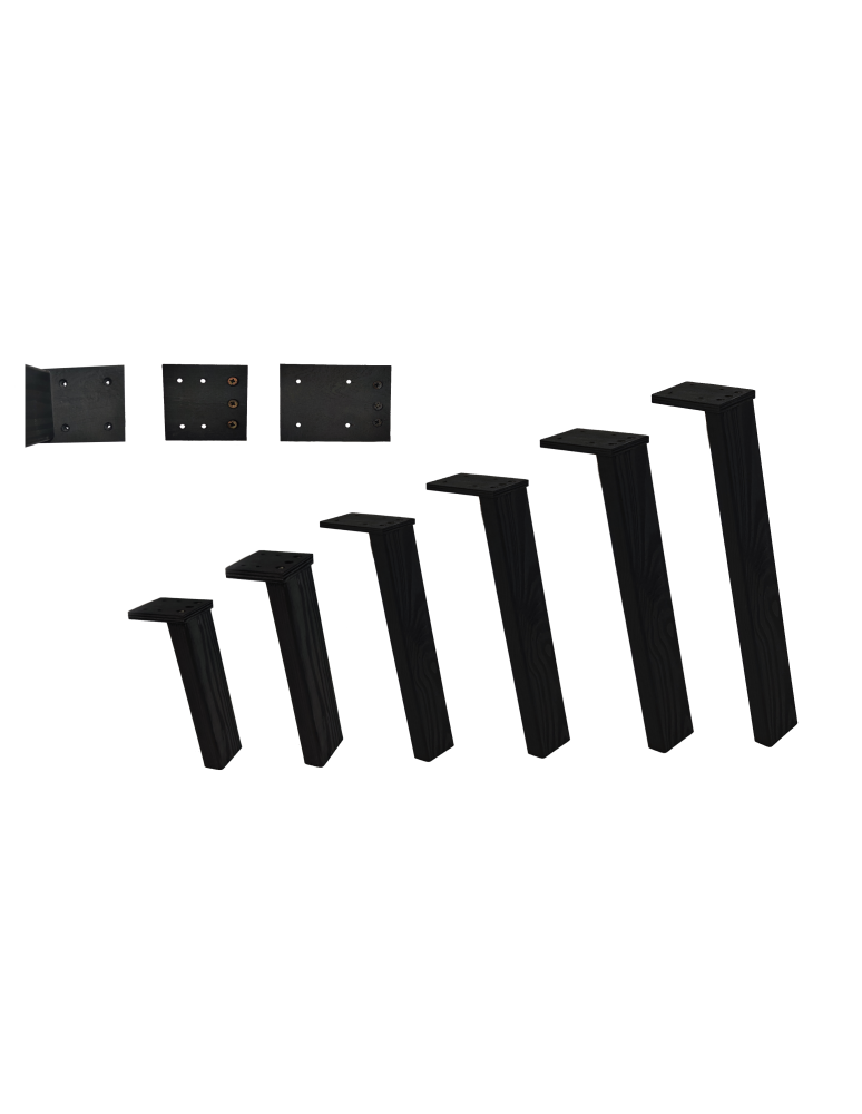 Plastry Drewna - Prostokątna drewniana noga (3szt) do stołu wys. 25 cm Czarna - product b2b.wamar.biz 5