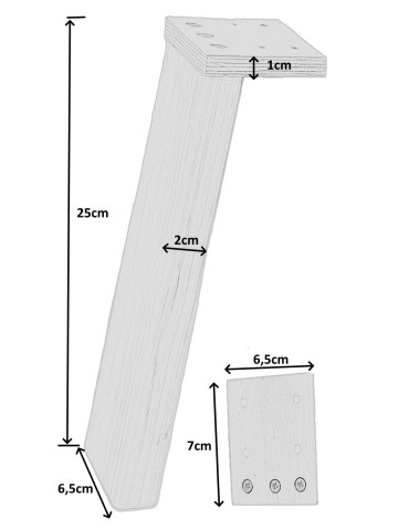 Plastry Drewna - Prostokątna drewniana noga (3szt) do stołu wys. 25 cm Naturalna - produkt 6