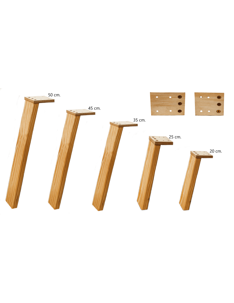 Plastry Drewna - Prostokątna drewniana noga (3szt) do stołu wys. 40 cm Naturalna - produkt b2b.wamar.biz 3