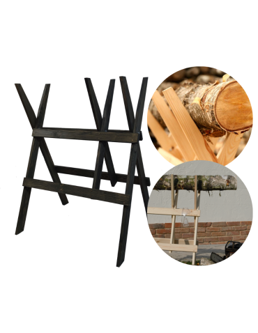 Drewniany koziołek do cięcia drewna - kobyłka - Szary